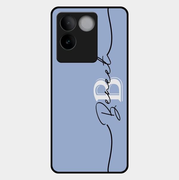 Personalized Initials Azure Glossy Metal Case Cover For Iqoo Z7 Pro 5G
