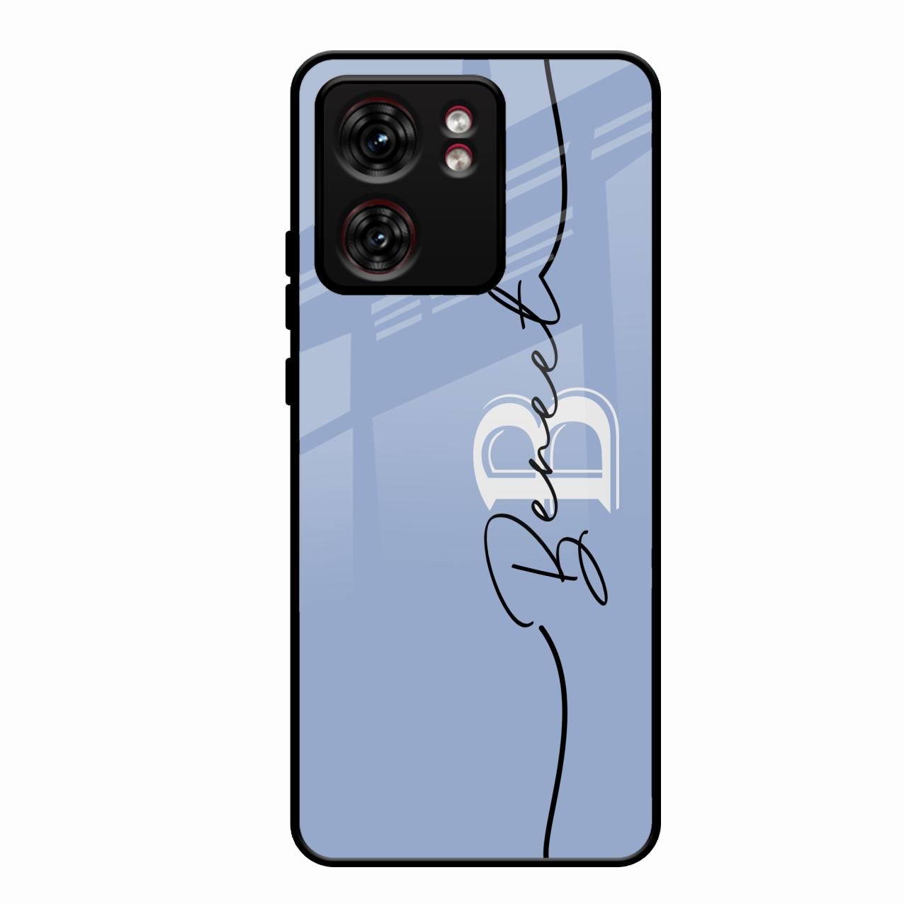 Personalized Initials Azure Glossy Metal Case Cover For Motorola Edge 40