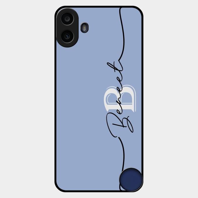 Personalized Initials Azure Glossy Metal Case Cover For Nothing Cmf Phone 1