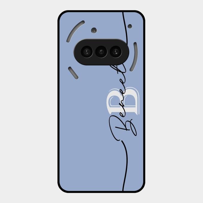 Personalized Initials Azure Glossy Metal Case Cover For Nothing Phone 3A 5G