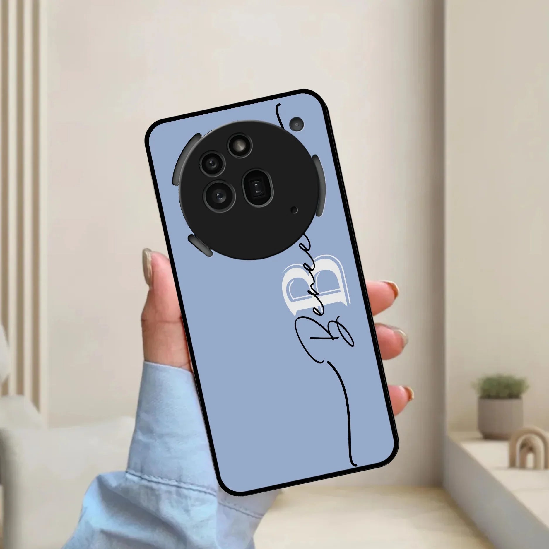 Personalized Initials Azure Glossy Metal Case Cover For Nothing - ShopOnCliQ