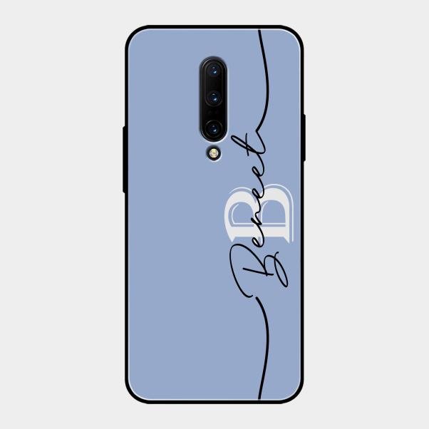 Personalized Initials Azure Glossy Metal Case Cover For Oneplus 7 Pro