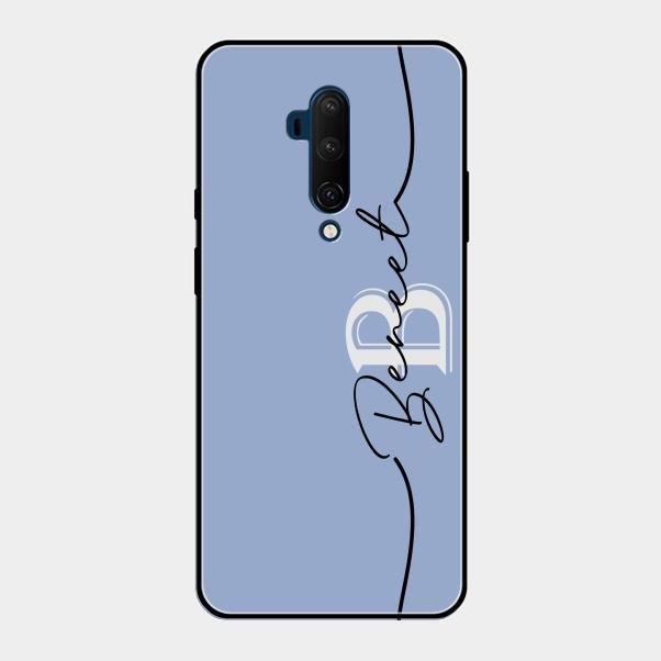 Personalized Initials Azure Glossy Metal Case Cover For Oneplus 7T Pro