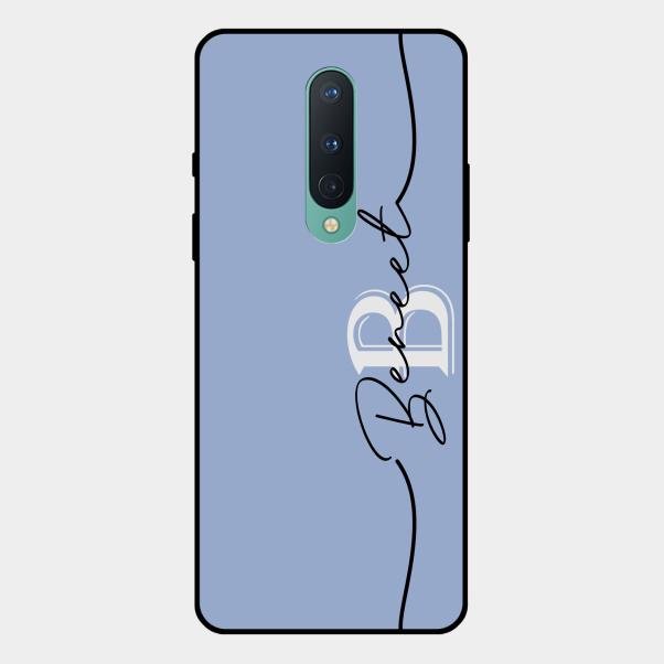 Personalized Initials Azure Glossy Metal Case Cover For Oneplus 8