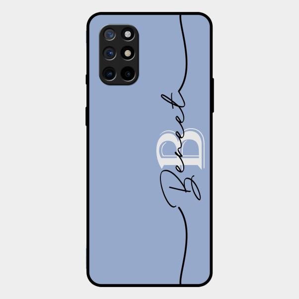 Personalized Initials Azure Glossy Metal Case Cover For Oneplus 8T