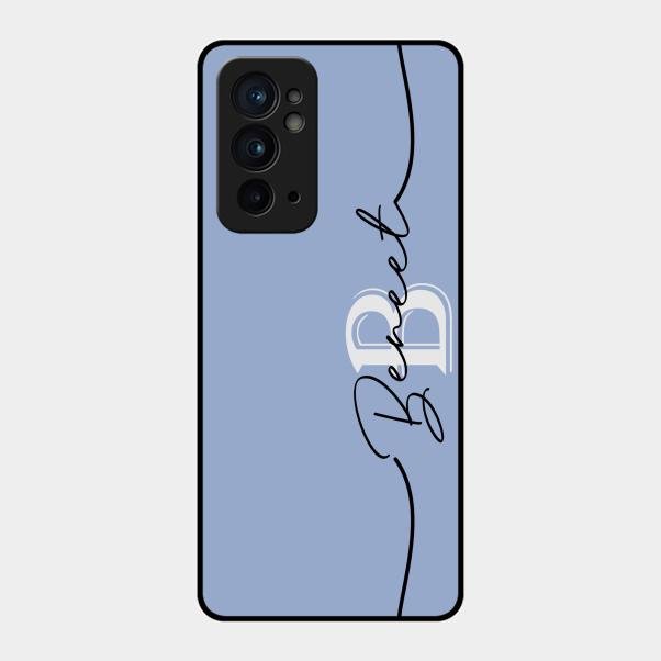 Personalized Initials Azure Glossy Metal Case Cover For Oneplus 9Rt 5G