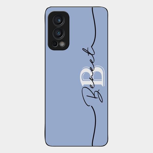 Personalized Initials Azure Glossy Metal Case Cover For Oneplus Nord 2 5G
