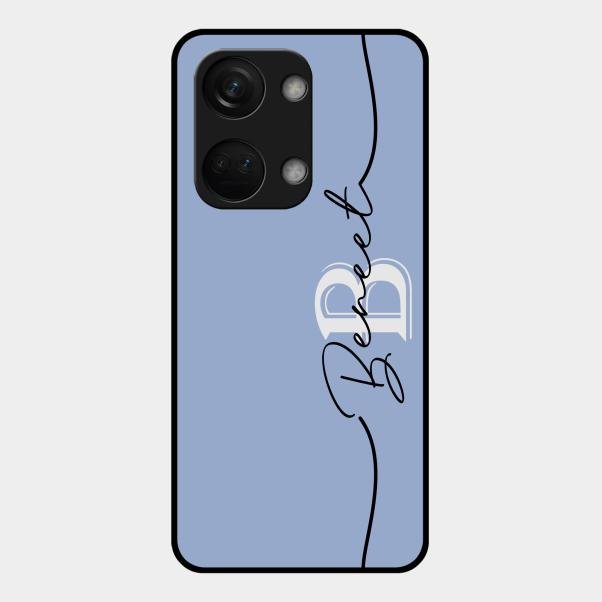 Personalized Initials Azure Glossy Metal Case Cover For Oneplus Nord 3 5G
