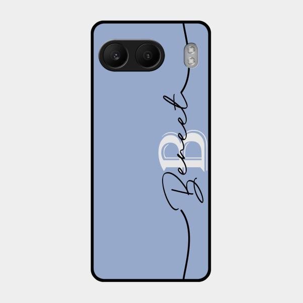Personalized Initials Azure Glossy Metal Case Cover For Oneplus Nord 4 5G