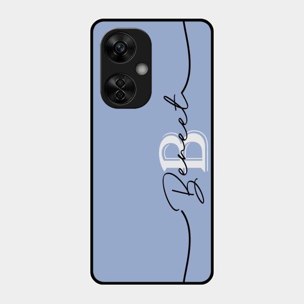 Personalized Initials Azure Glossy Metal Case Cover For Oneplus Nord Ce 3 Lite 5G