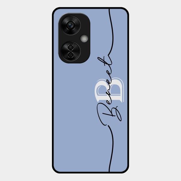 Personalized Initials Azure Glossy Metal Case Cover For Oneplus Nord Ce5 5G