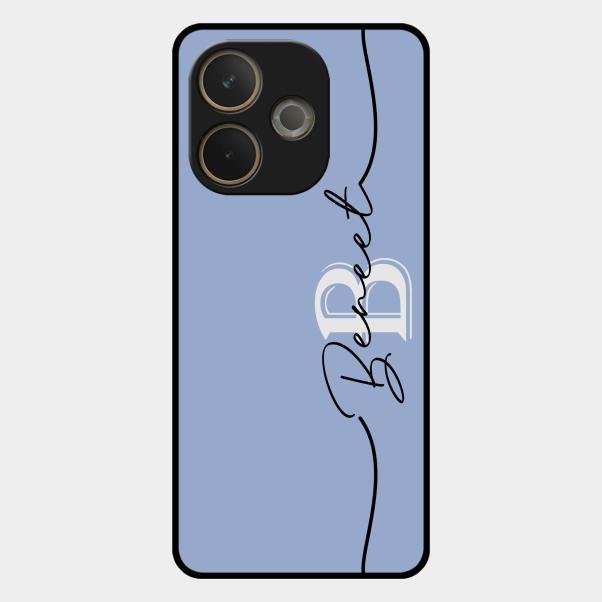 Personalized Initials Azure Glossy Metal Case Cover For Oppo A5 Pro 5G
