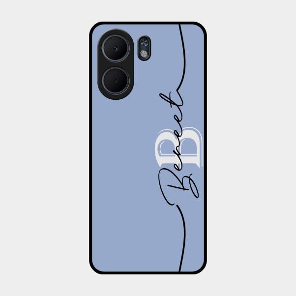 Personalized Initials Azure Glossy Metal Case Cover For Oppo A5X 5G