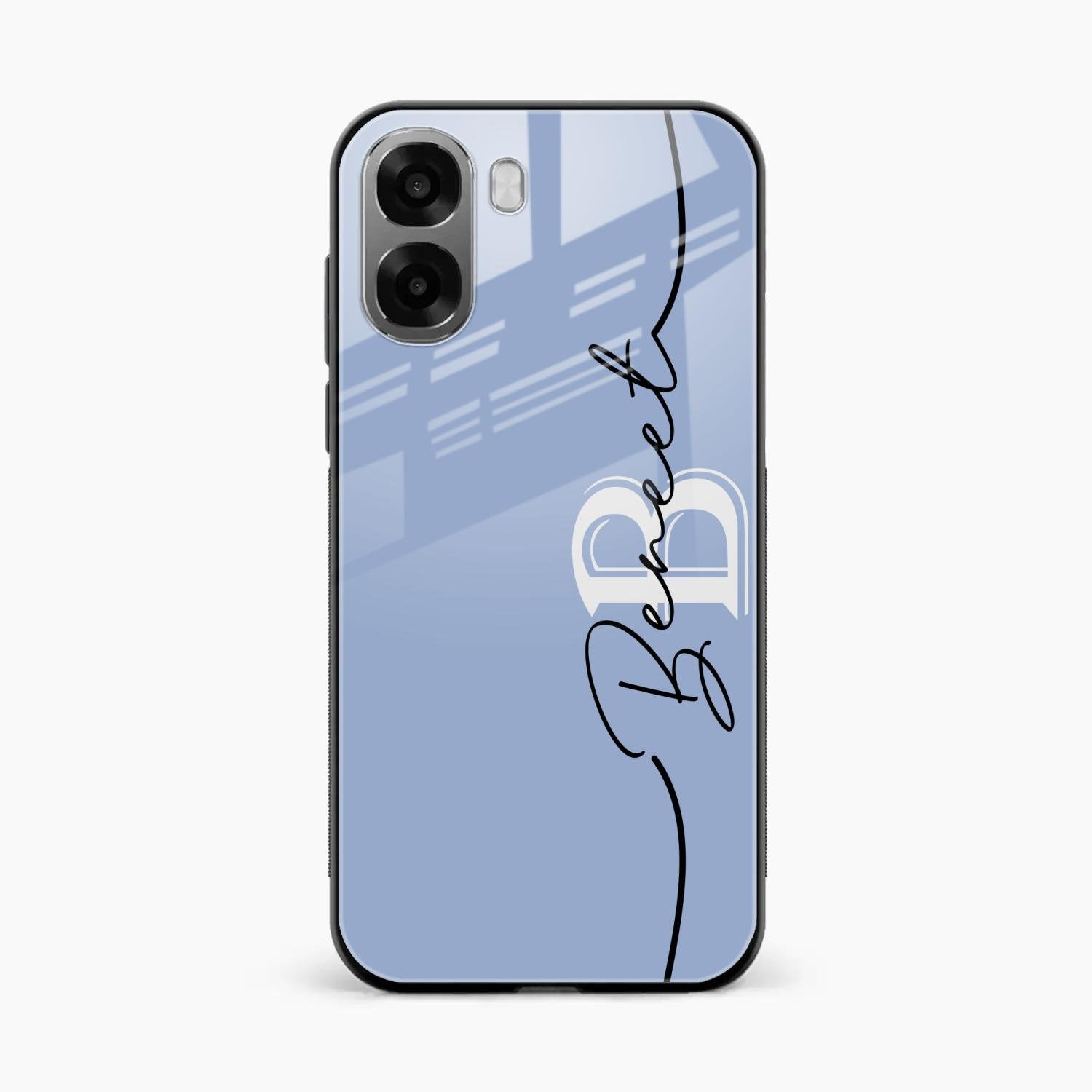 Personalized Initials Azure Glossy Metal Case Cover For Oppo A6X 5G