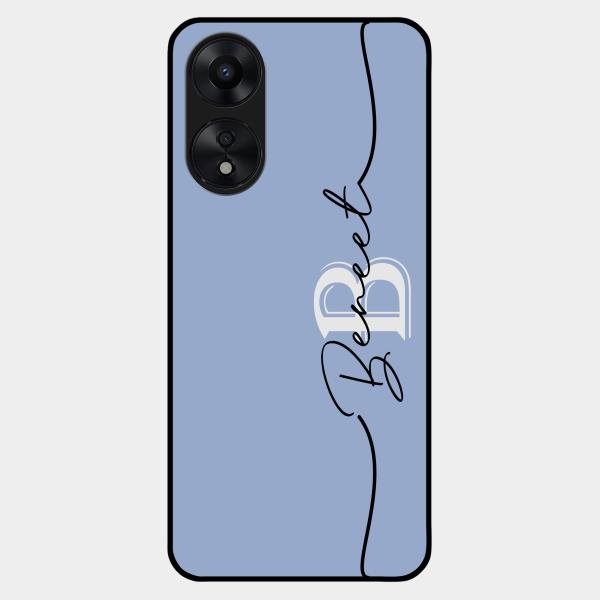 Personalized Initials Azure Glossy Metal Case Cover For Oppo A78 5G
