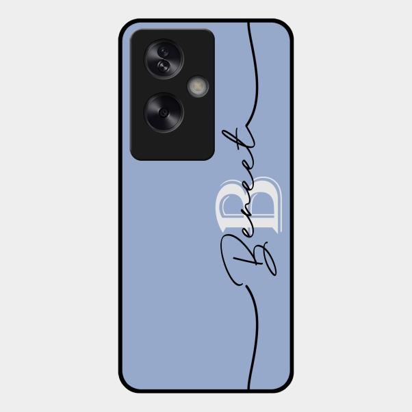 Personalized Initials Azure Glossy Metal Case Cover For Oppo A79 5G