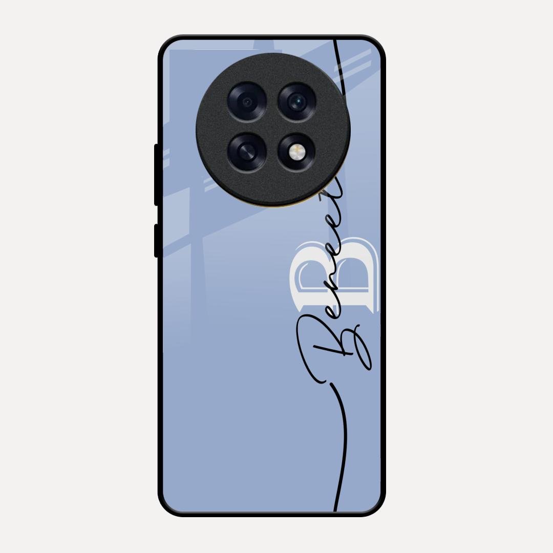Personalized Initials Azure Glossy Metal Case Cover For Oppo F31 Pro Plus 5G