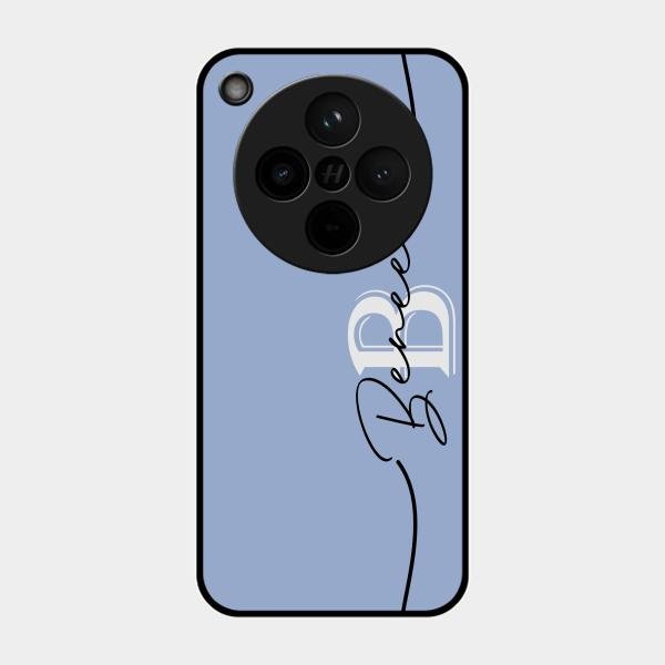 Personalized Initials Azure Glossy Metal Case Cover For Oppo Find X8 5G