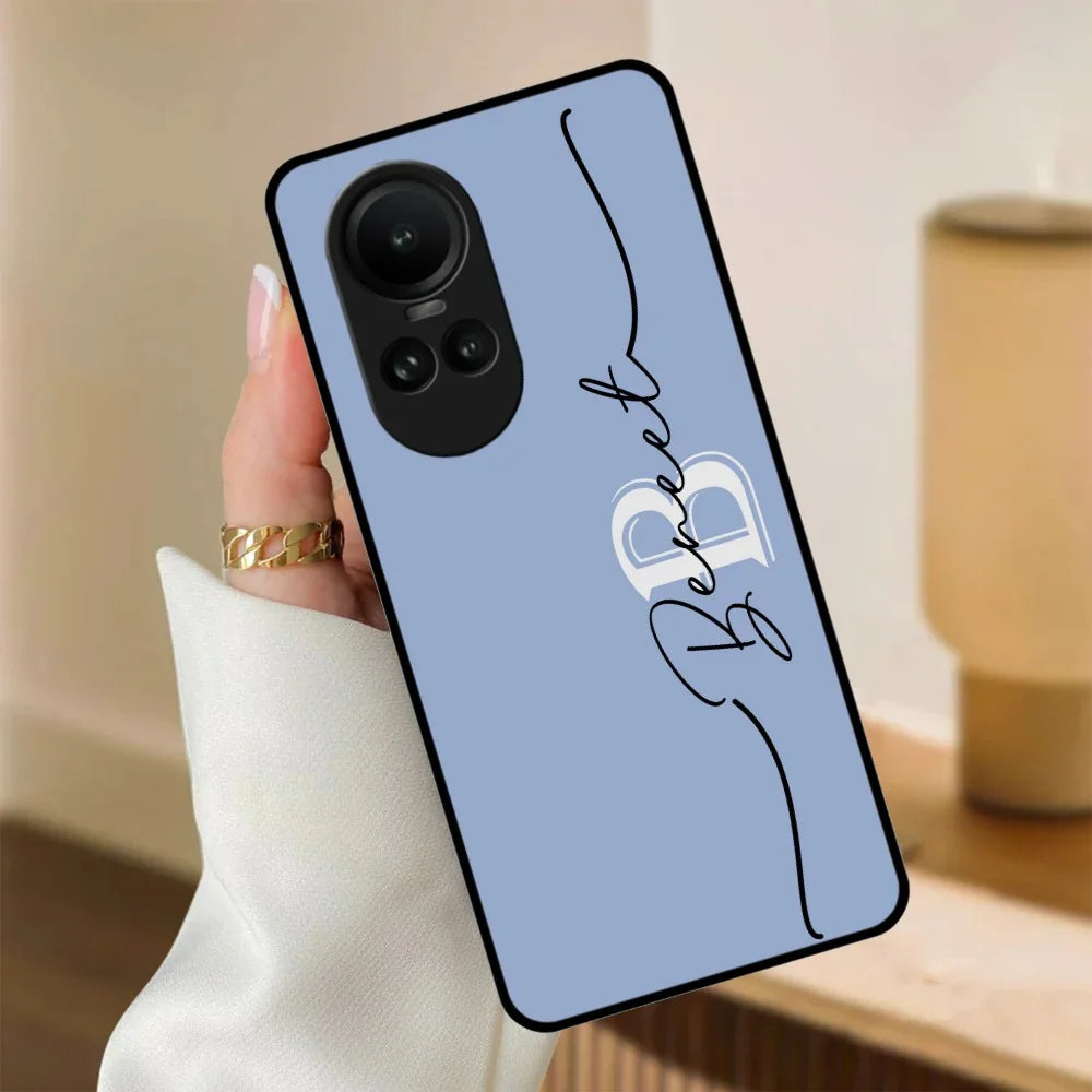 Personalized Initials Azure Glossy Metal Case Cover For Oppo - ShopOnCliQ