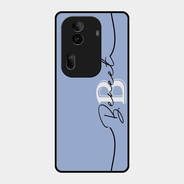 Personalized Initials Azure Glossy Metal Case Cover For Oppo Reno 11 Pro 5G