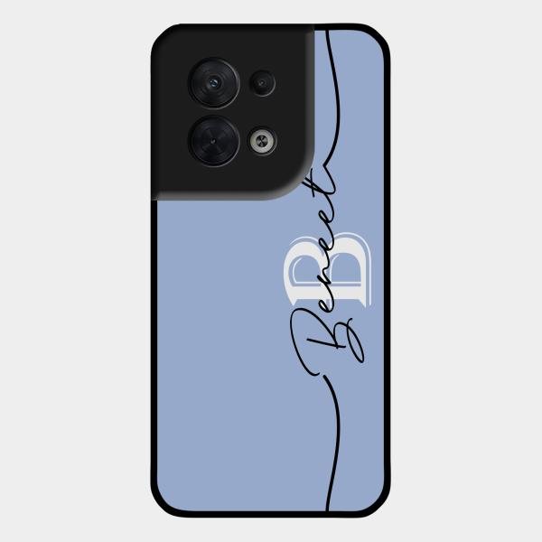 Personalized Initials Azure Glossy Metal Case Cover For Oppo Reno 8 5G