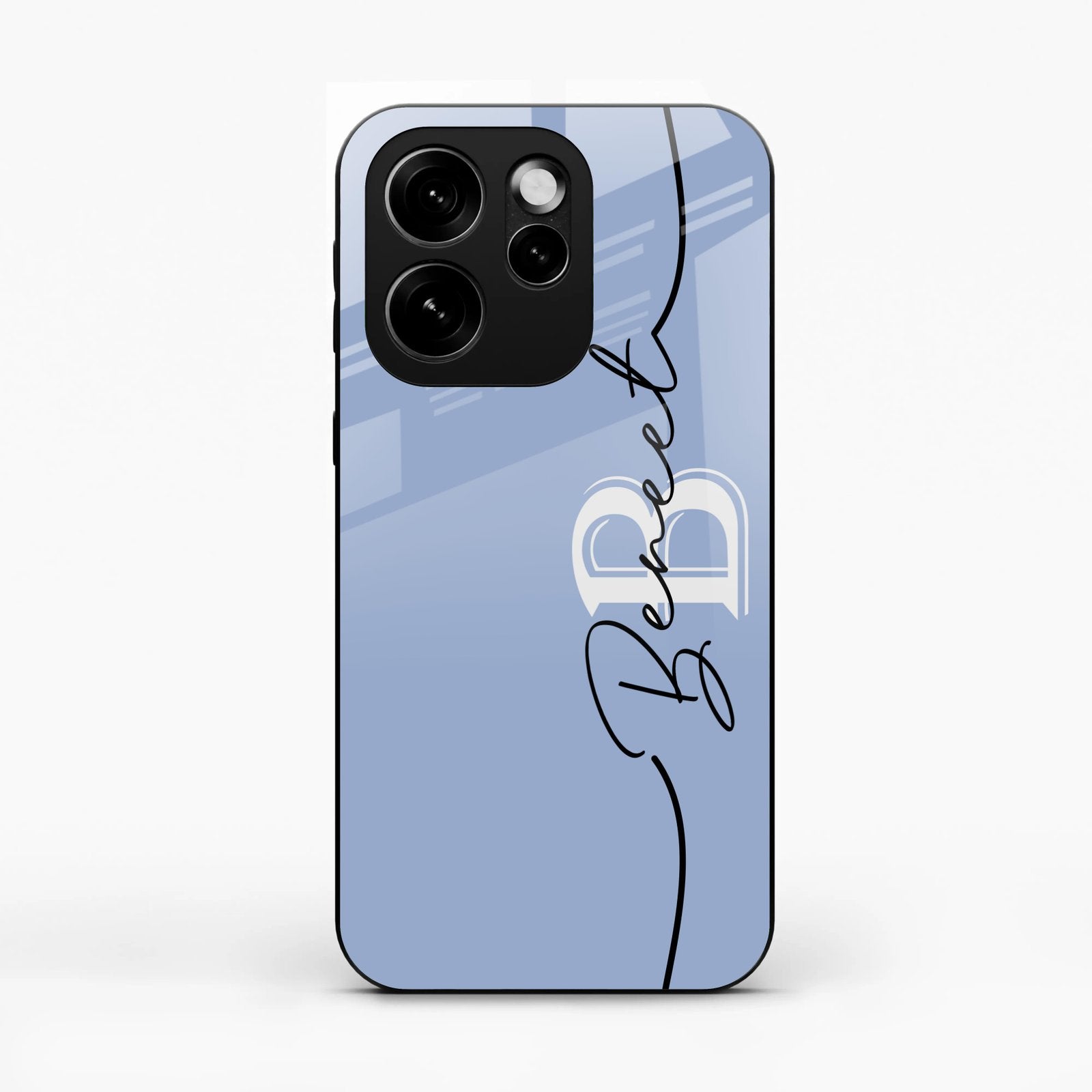 Personalized Initials Azure Glossy Metal Case Cover For Oppo Reno15 Pro Mini 5G