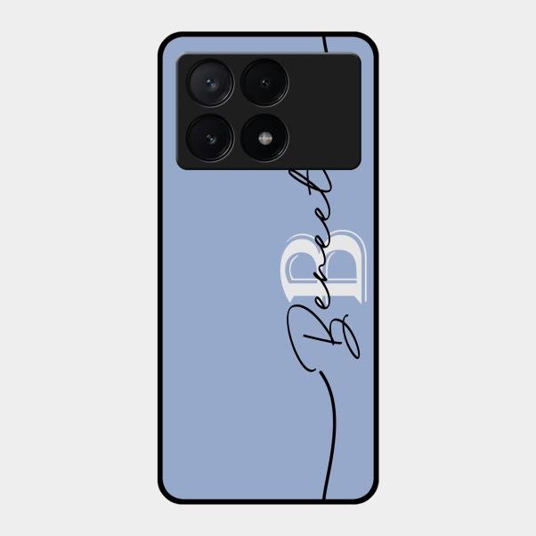 Personalized Initials Azure Glossy Metal Case Cover For Poco X6 Pro 5G