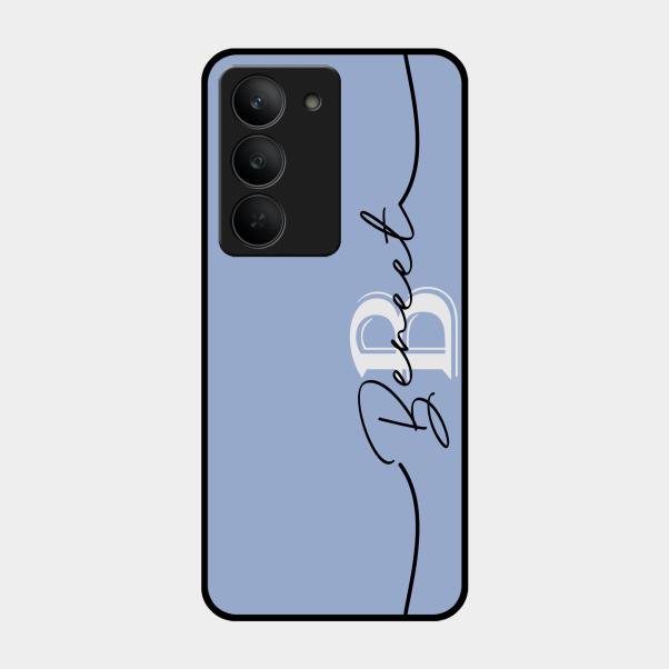 Personalized Initials Azure Glossy Metal Case Cover For Realme 14X 5G