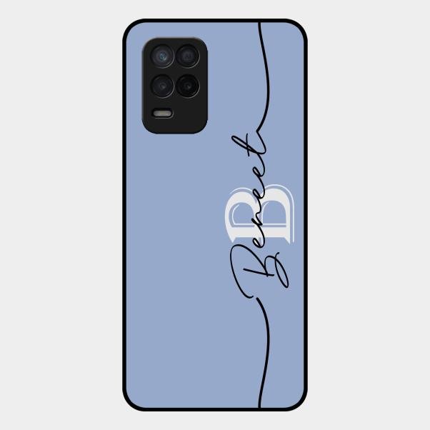 Personalized Initials Azure Glossy Metal Case Cover For Realme 8 5G