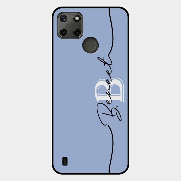 Personalized Initials Azure Glossy Metal Case Cover For Realme C21Y