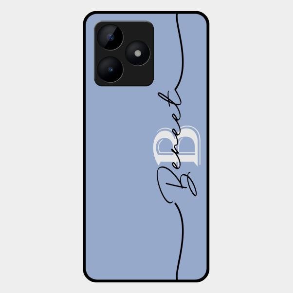 Personalized Initials Azure Glossy Metal Case Cover For Realme C53