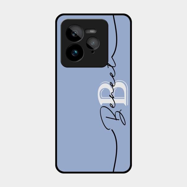 Personalized Initials Azure Glossy Metal Case Cover For Realme Gt 7 Pro