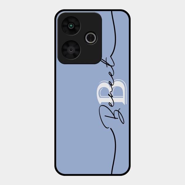Personalized Initials Azure Glossy Metal Case Cover For Redmi 13 5G