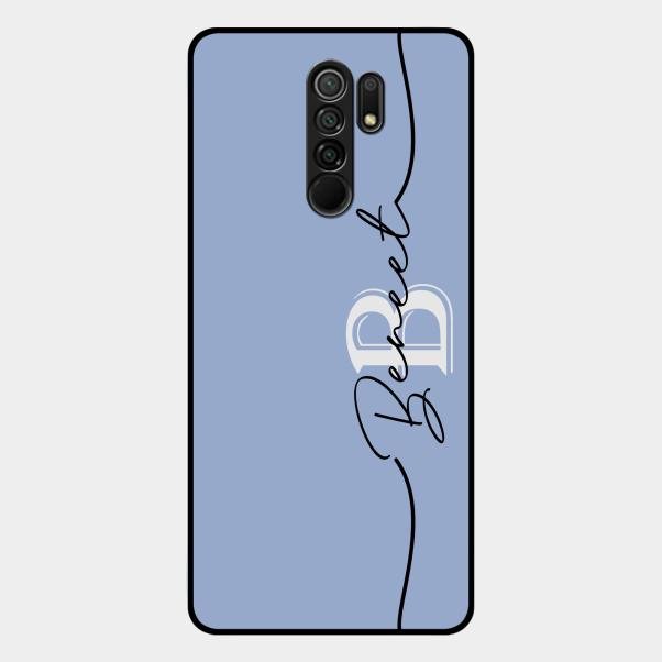 Personalized Initials Azure Glossy Metal Case Cover For Redmi 9 Prime