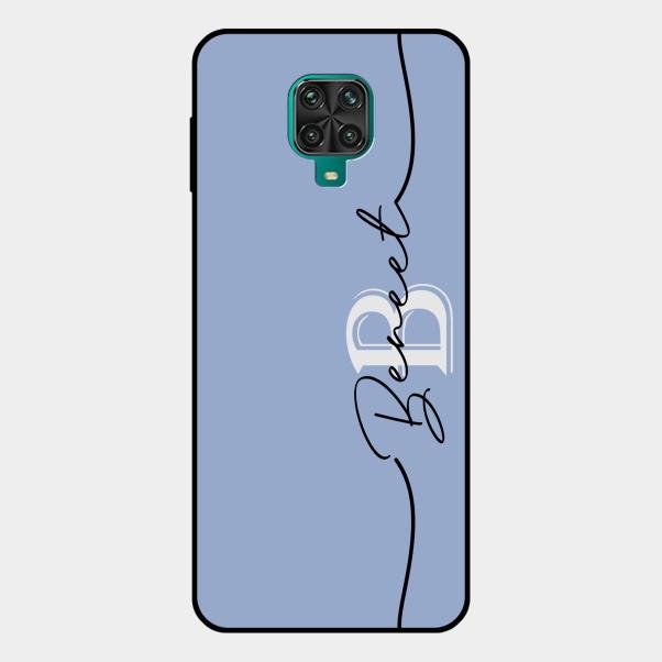 Personalized Initials Azure Glossy Metal Case Cover For Redmi Note 10 Lite