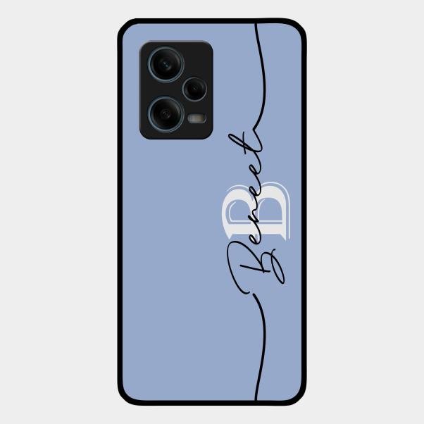 Personalized Initials Azure Glossy Metal Case Cover For Redmi Note 12 Pro 5G