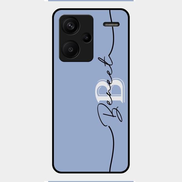 Personalized Initials Azure Glossy Metal Case Cover For Redmi Note 13 Pro Plus 5G