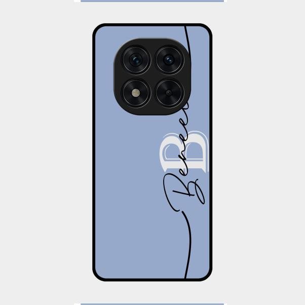 Personalized Initials Azure Glossy Metal Case Cover For Redmi Note 14 Pro 5G
