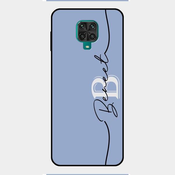 Personalized Initials Azure Glossy Metal Case Cover For Redmi Note 9 Pro