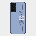 Personalized Initials Azure Glossy Metal Case Cover For Samsung Galaxy F15 5G