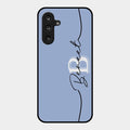 Personalized Initials Azure Glossy Metal Case Cover For Samsung Galaxy F16 5G