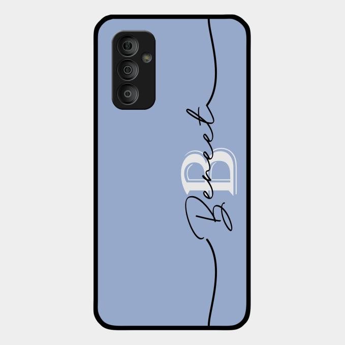 Personalized Initials Azure Glossy Metal Case Cover For Samsung Galaxy F23 5G