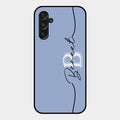 Personalized Initials Azure Glossy Metal Case Cover For Samsung Galaxy F34 5G