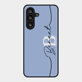 Personalized Initials Azure Glossy Metal Case Cover For Samsung Galaxy F56 5G