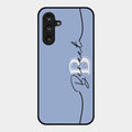 Personalized Initials Azure Glossy Metal Case Cover For Samsung Galaxy M16 5G