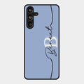 Personalized Initials Azure Glossy Metal Case Cover For Samsung Galaxy M55 5G