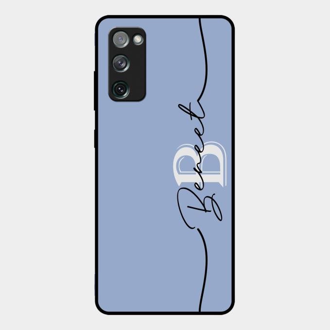 Personalized Initials Azure Glossy Metal Case Cover For Samsung Galaxy S20 Fe 5G