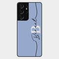 Personalized Initials Azure Glossy Metal Case Cover For Samsung Galaxy S21 Ultra