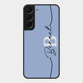 Personalized Initials Azure Glossy Metal Case Cover For Samsung Galaxy S22 5G