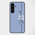 Personalized Initials Azure Glossy Metal Case Cover For Samsung Galaxy S25 FE 5G